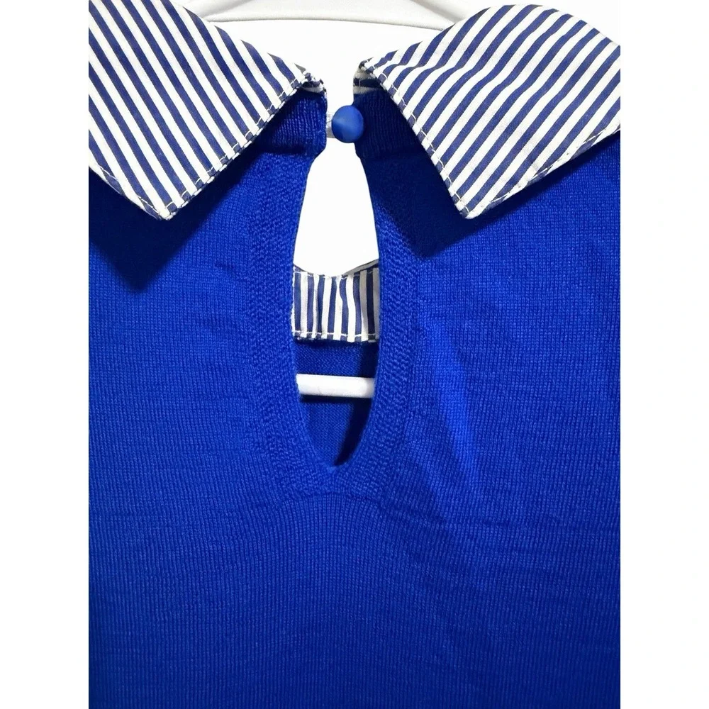 J. Crew Carolyn Collared Fitted Merino Wool Sweater Cobalt Blue Women's Size XS